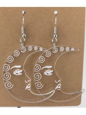 Clear Acrylic Moon Dangle Earrings